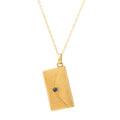 Envelope and Love Letter 18k Gold and Sapphire Necklace