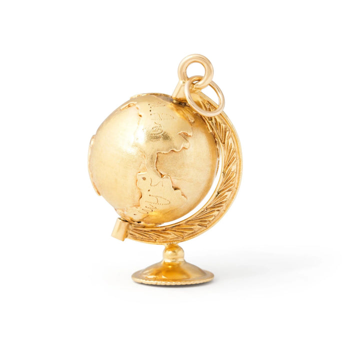 Large 18k Yellow Gold Movable Globe Charm