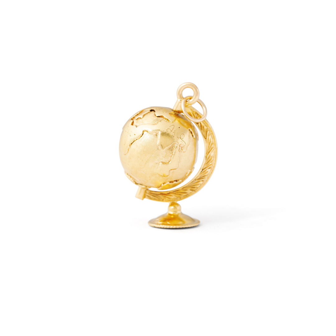Large 18k Yellow Gold Movable Globe Charm