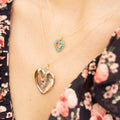 Open Heart 14k Gold and Turquoise Charm
