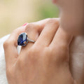 Art Deco Synthetic Sapphire and Diamond Platinum Ring