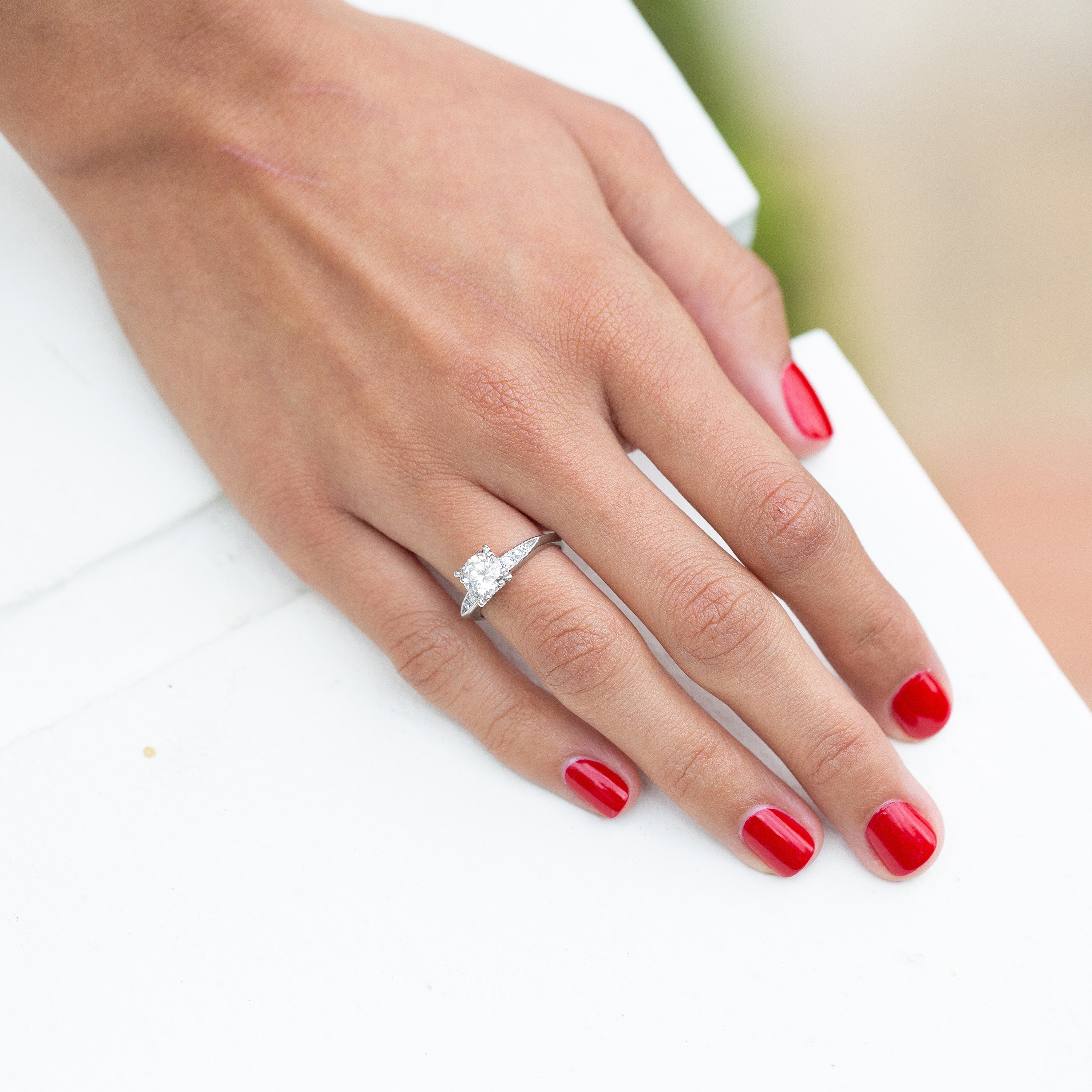 1950s Round Brilliant Diamond And Platinum Engagement Ring