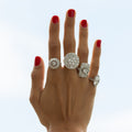 Floral Diamond and Platinum Dome Ring