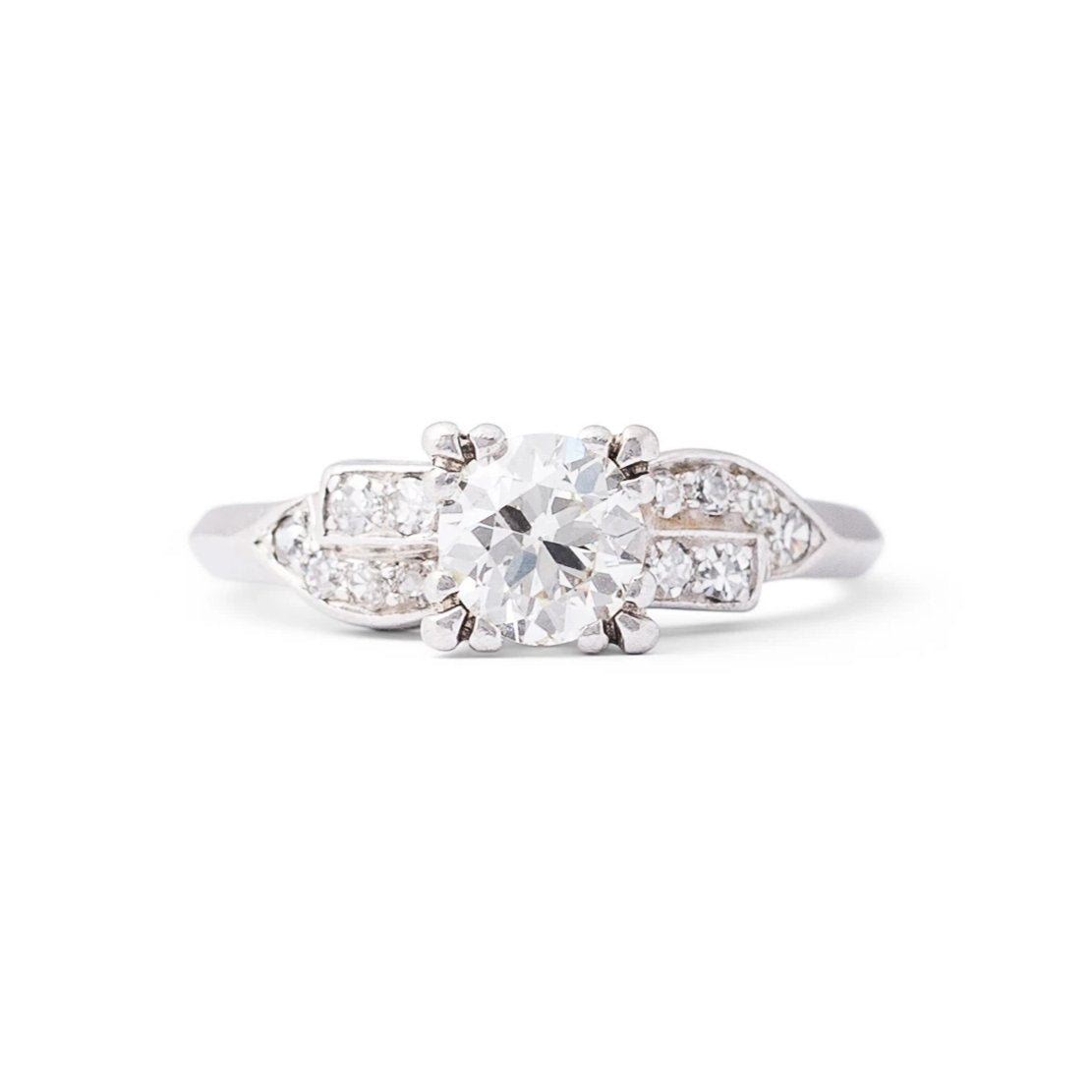 Transitional Round Brilliant Diamond and Platinum Engagement Ring