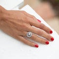 Floral Diamond and Platinum Dome Ring