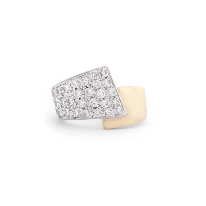 Crossover Diamond and Bi-Color 14k Gold Ring