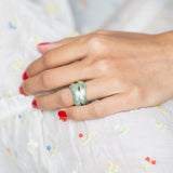 18k Yellow Gold And Blue Enamel Rolling Ring