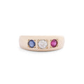 Victorian Ruby, Diamond, And Sapphire 14k Gold Gypsy Ring