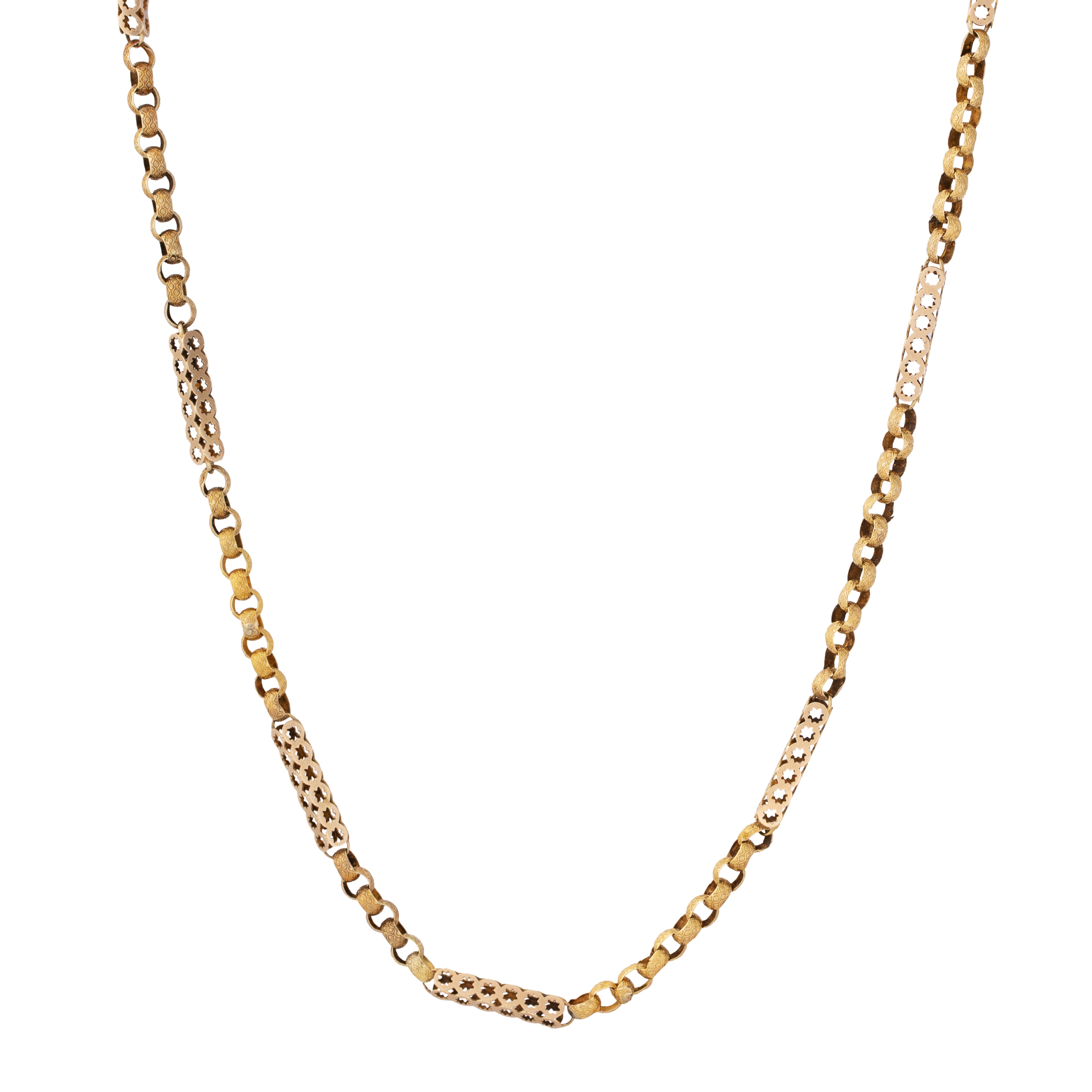 Victorian 15k Gold Chain Necklace With Hand Clasp