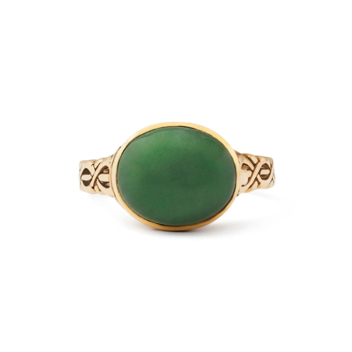 Nephrite 14k Gold Poison Locket Ring