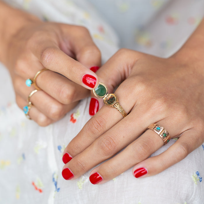 Nephrite 14k Gold Poison Locket Ring