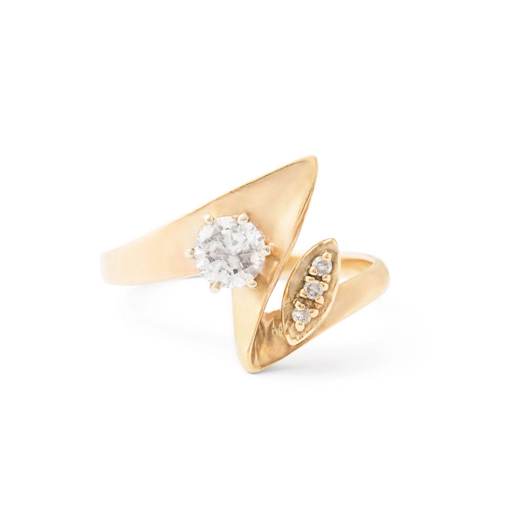 Abstract "Zigzag" Diamond and 14k Gold Ring