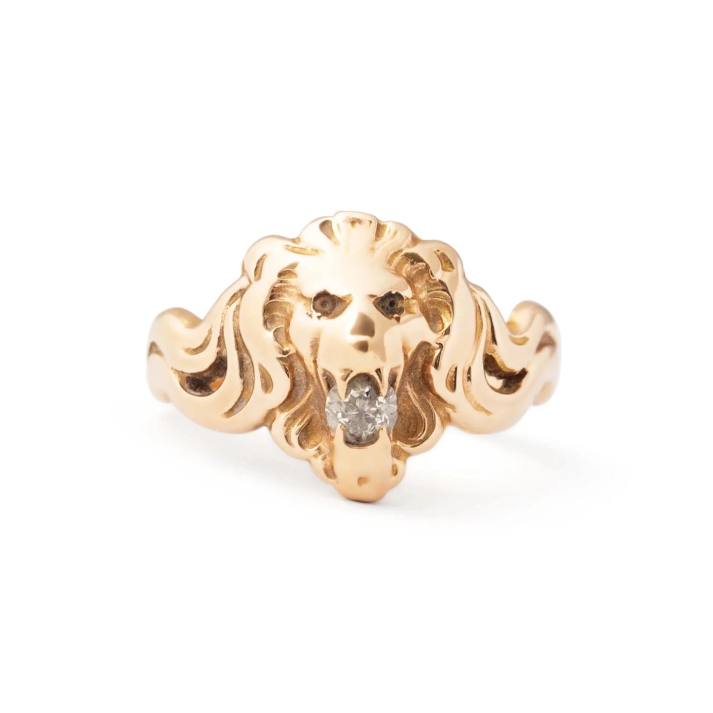 Victorian Diamond and 10k Gold Lion's Head Ring