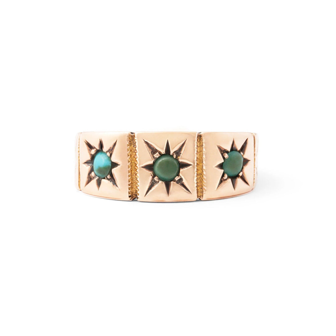 Victorian Turquoise Starburst and 9k Gold Ring