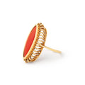 Red Coral 18k Gold Navette Ring