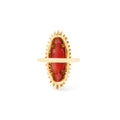 Red Coral 18k Gold Navette Ring