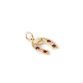 Opal, Diamond, Ruby Horseshoe and 14k Gold Necklace