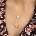 Opal, Diamond, Ruby Horseshoe and 14k Gold Necklace
