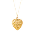 Art Nouveau Floral Repousse 18k Yellow Gold Heart Locket