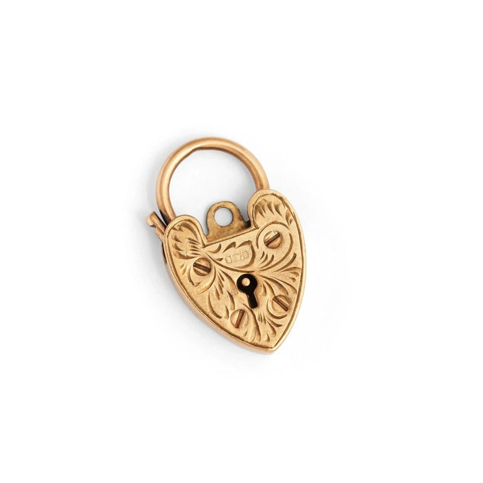 English 9k Gold Heart Padlock Charm