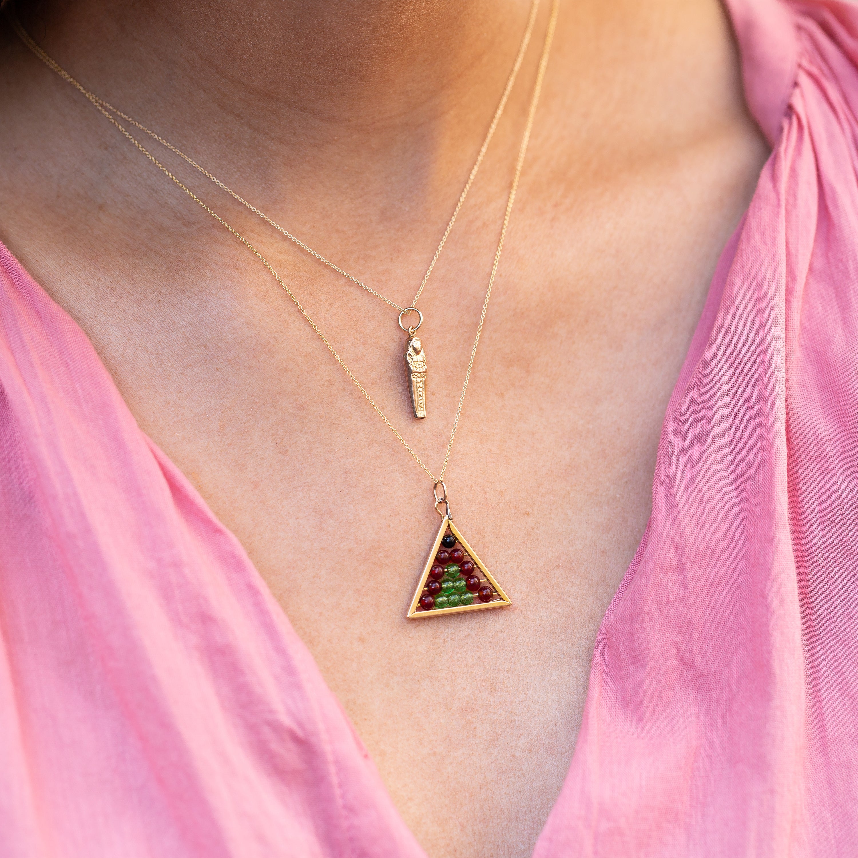 Movable Pyramid Abacus 14k Gold Charm