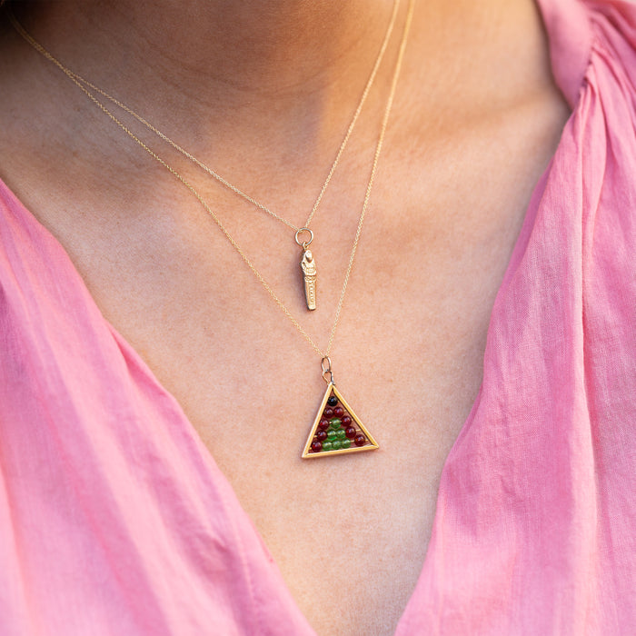 Movable Pyramid Abacus 14k Gold Charm