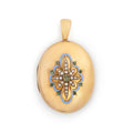 Victorian Pearl, Emerald, Enamel, And 14k Gold Starburst Locket