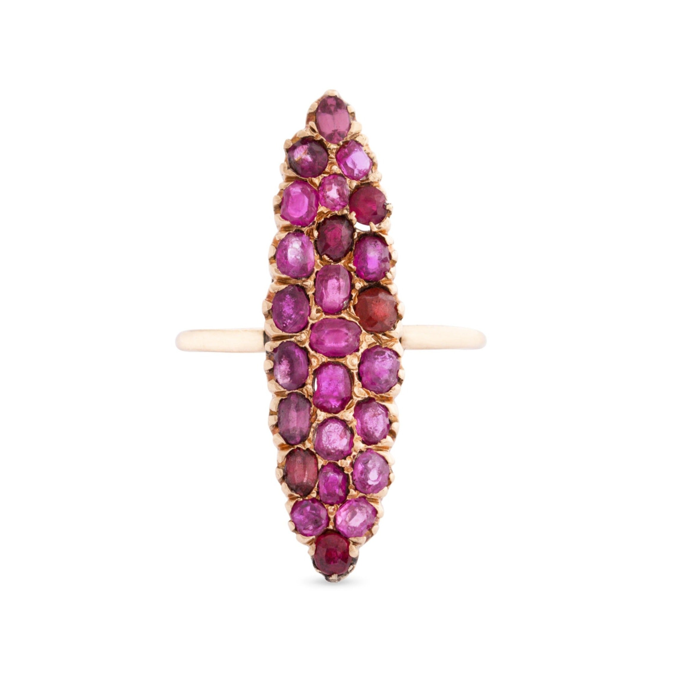 Victorian Ruby and 14k Gold Navette Ring