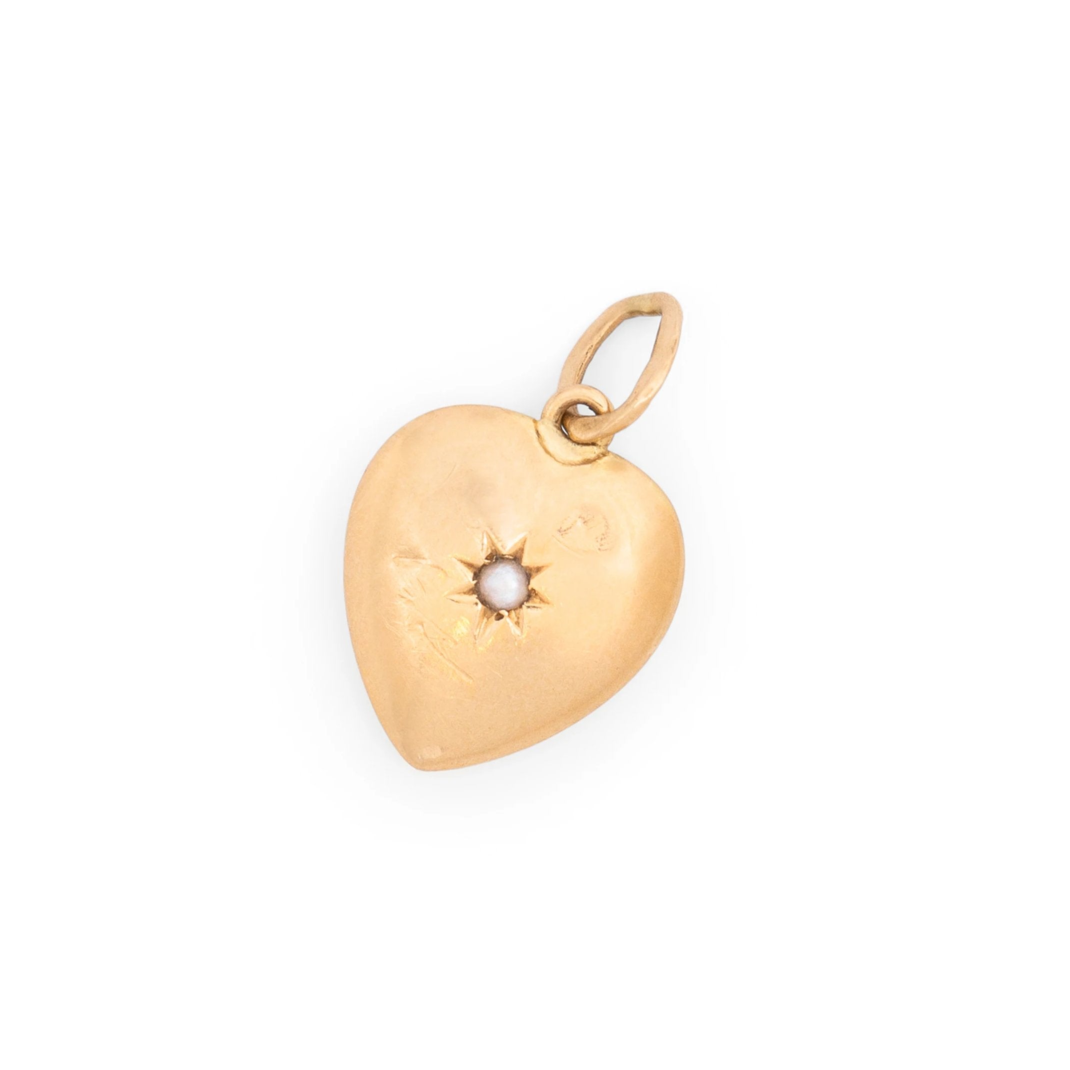 Petite 14K Gold Heart and Pearl Starburst Charm