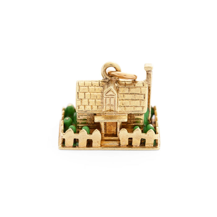 3-Dimensional House 14K Gold and Enamel