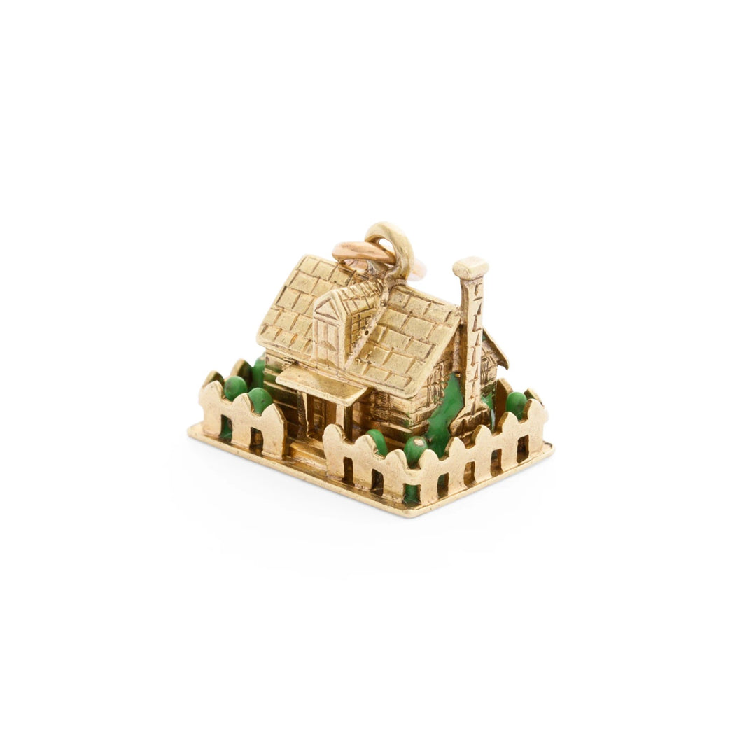 3-Dimensional House 14K Gold and Enamel