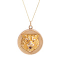 Victorian Lion's Head 14k Gold and Garnet Locket