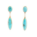 Double Drop Turquoise and 14K Gold Dangle Earrings