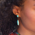 Double Drop Turquoise and 14K Gold Dangle Earrings