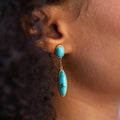 Double Drop Turquoise and 14K Gold Dangle Earrings