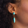 Double Drop Turquoise and 14K Gold Dangle Earrings