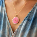 Victorian Pink Guilloche, Pearl, And 14K Gold Locket