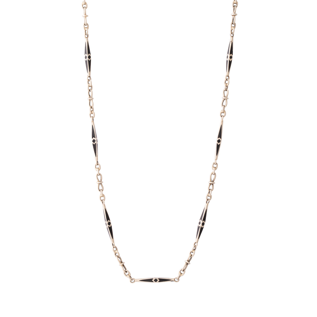 Black Enamel and 14k Gold Choker 13.5" Chain Necklace