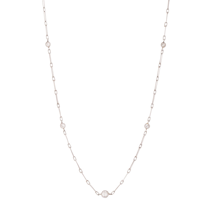 Platinum And Old European Cut Diamond 17" Chain Necklace