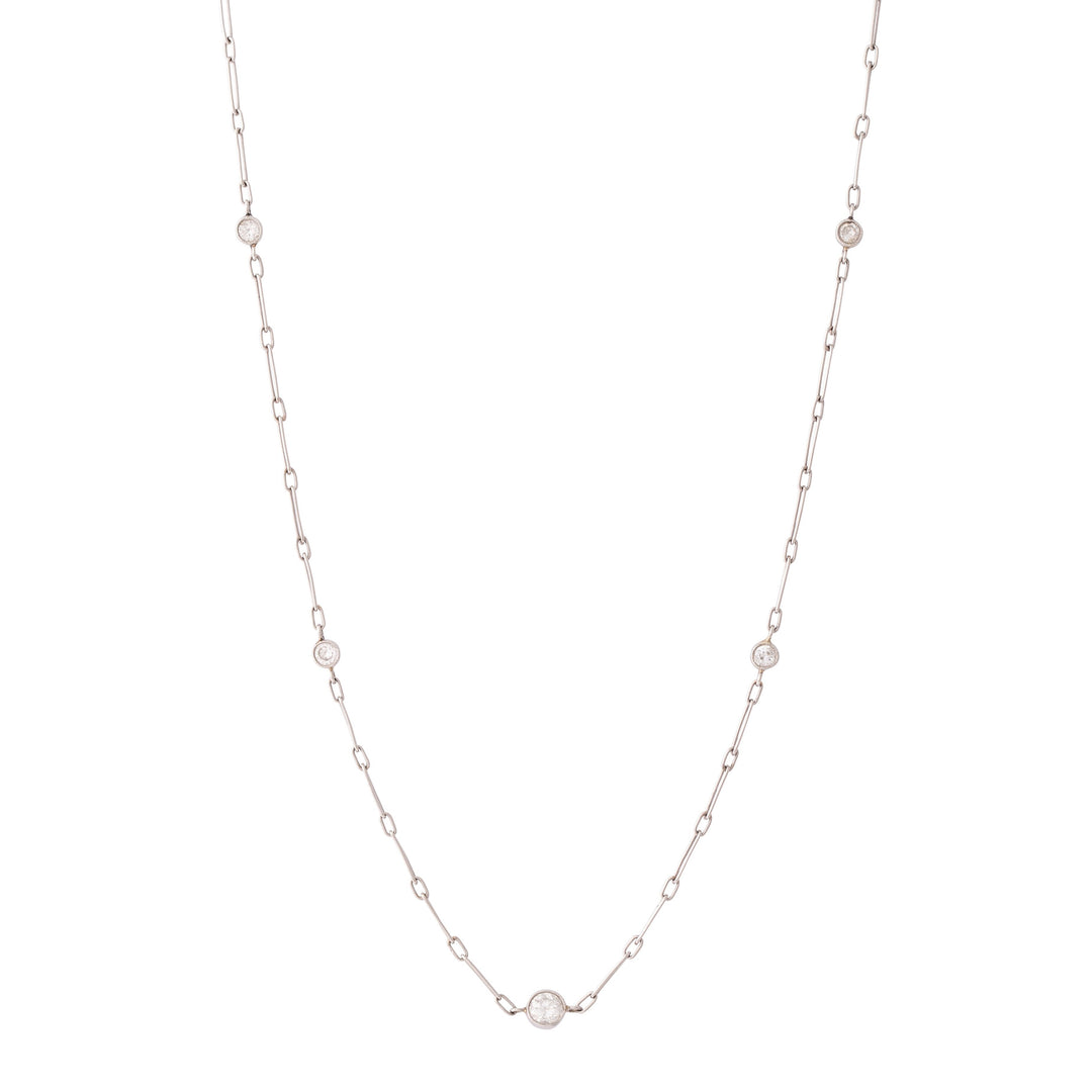 Platinum And Old European Cut Diamond 17" Chain Necklace