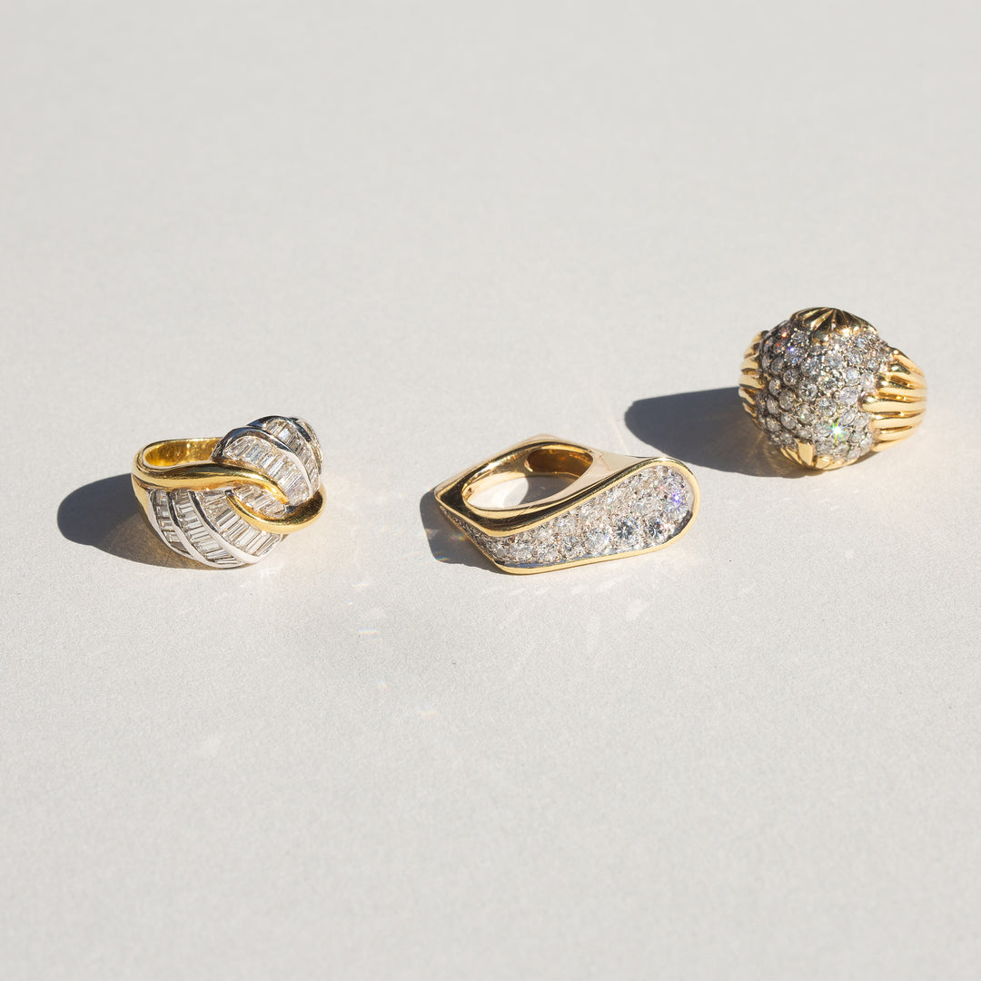 Kutchinsky Modernist Diamond and 18k Gold Cocktail Ring