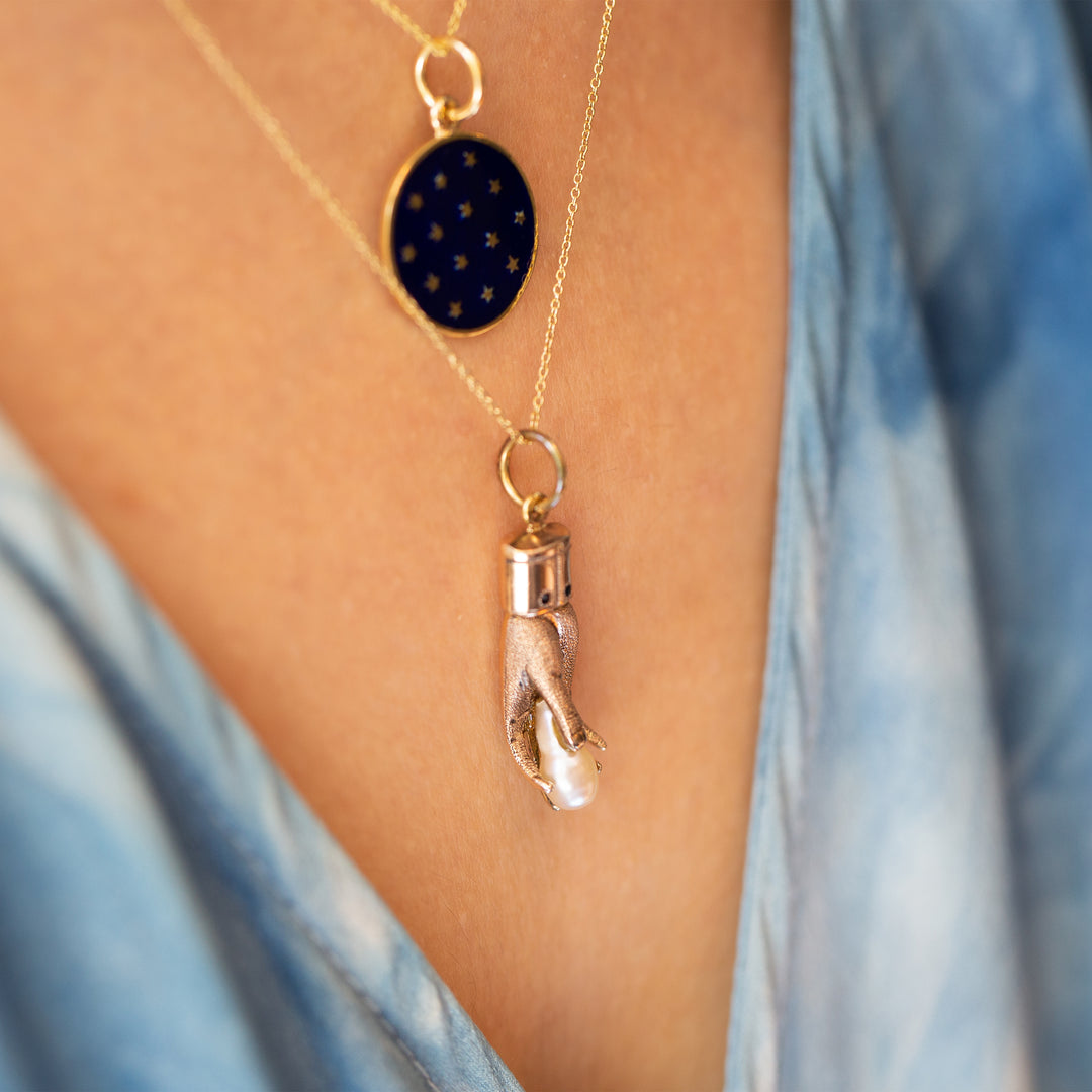 Starry Blue Enamel and 18K Gold Charm