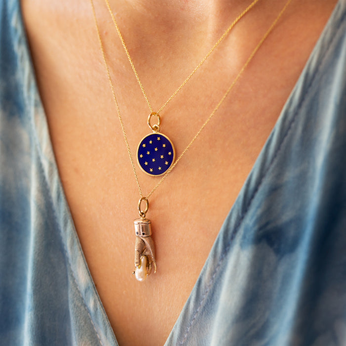 Starry Blue Enamel and 18K Gold Charm