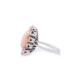 Angel Skin Coral and Rose Cut Diamond 14k Gold Cluster Ring