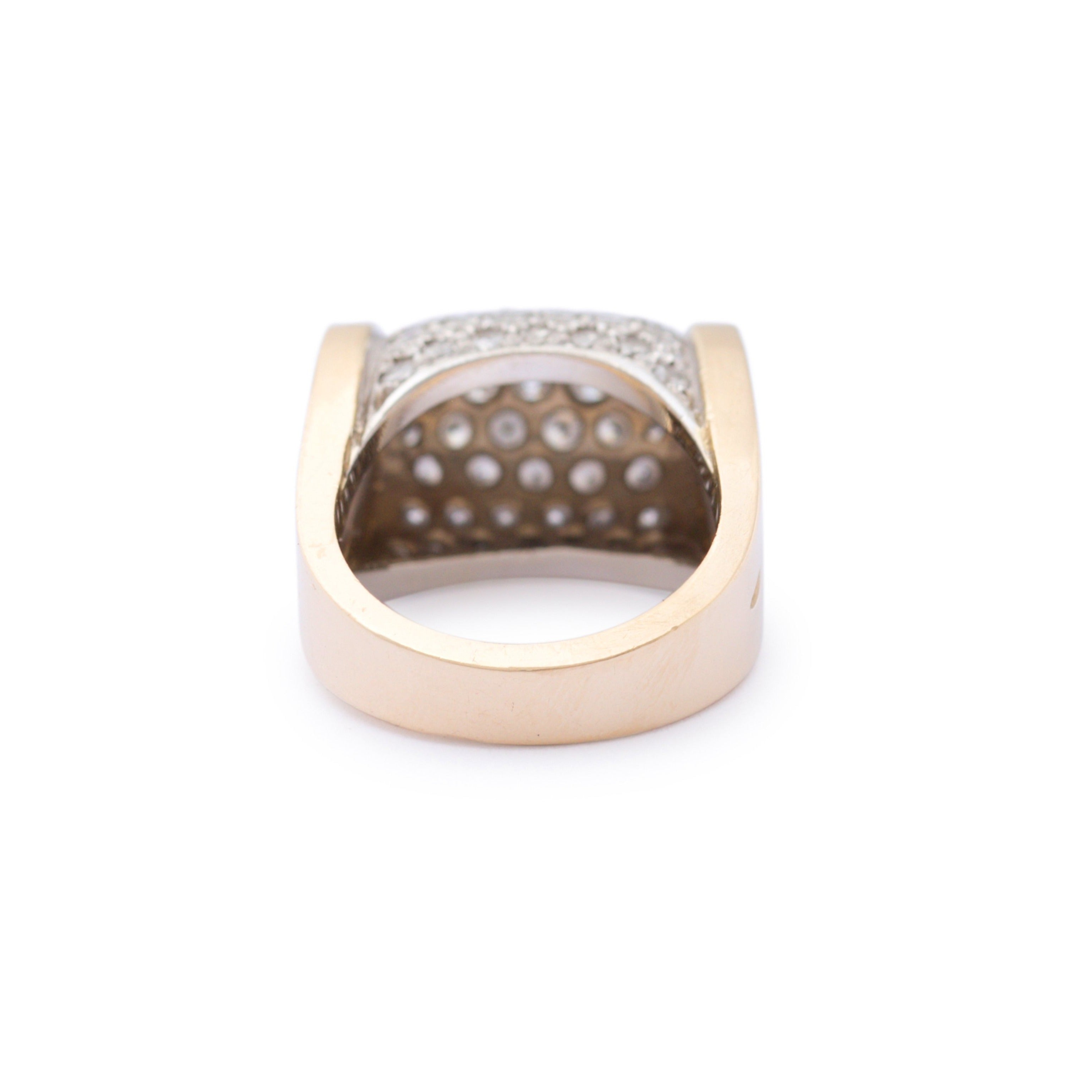 Modernist Diamond Pave 14k Gold Ring