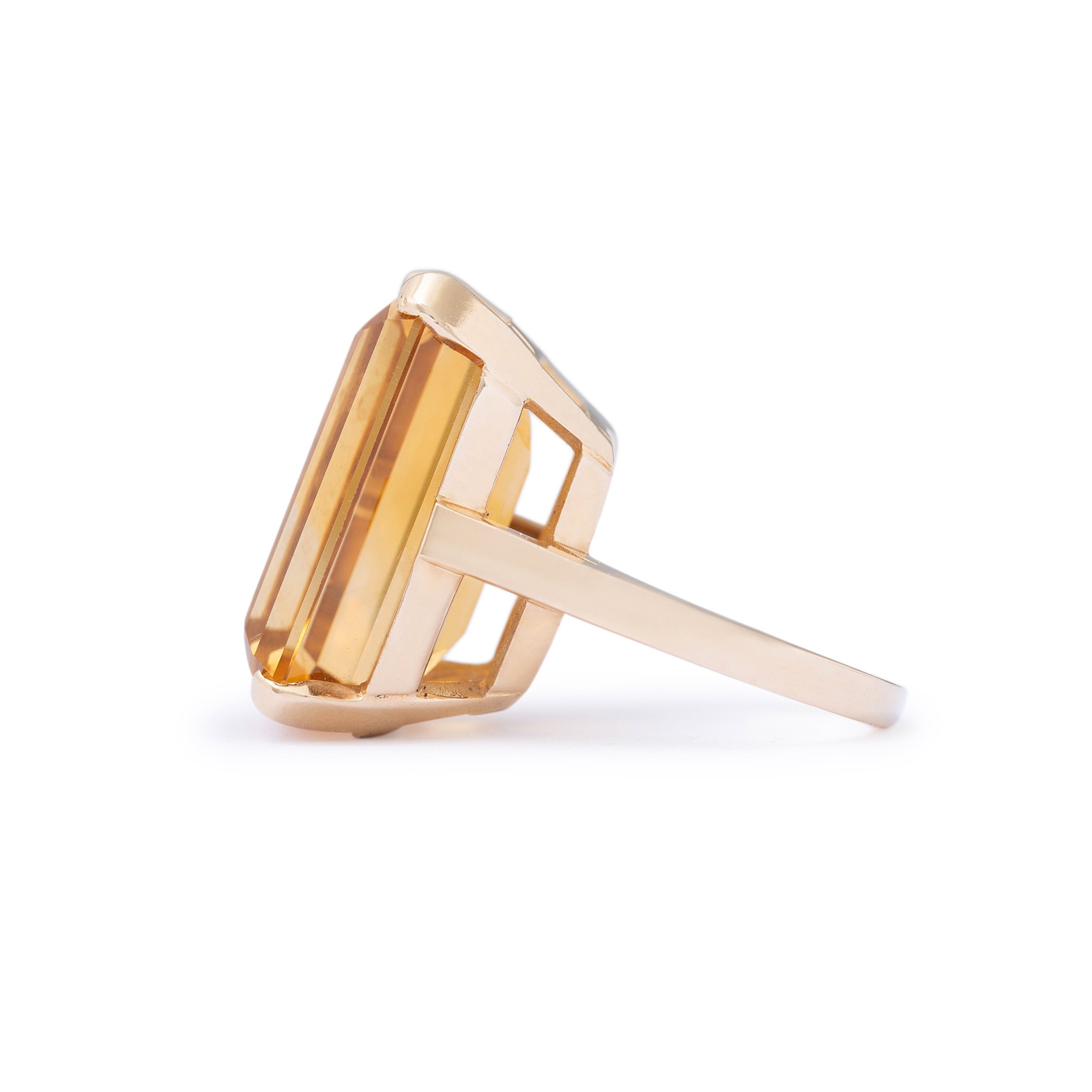 Large Citrine and 14k Gold Cocktail Ring