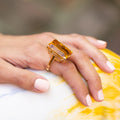 Large Citrine and 14k Gold Cocktail Ring