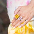 Large Citrine and 14k Gold Cocktail Ring