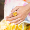 Large Citrine and 14k Gold Cocktail Ring