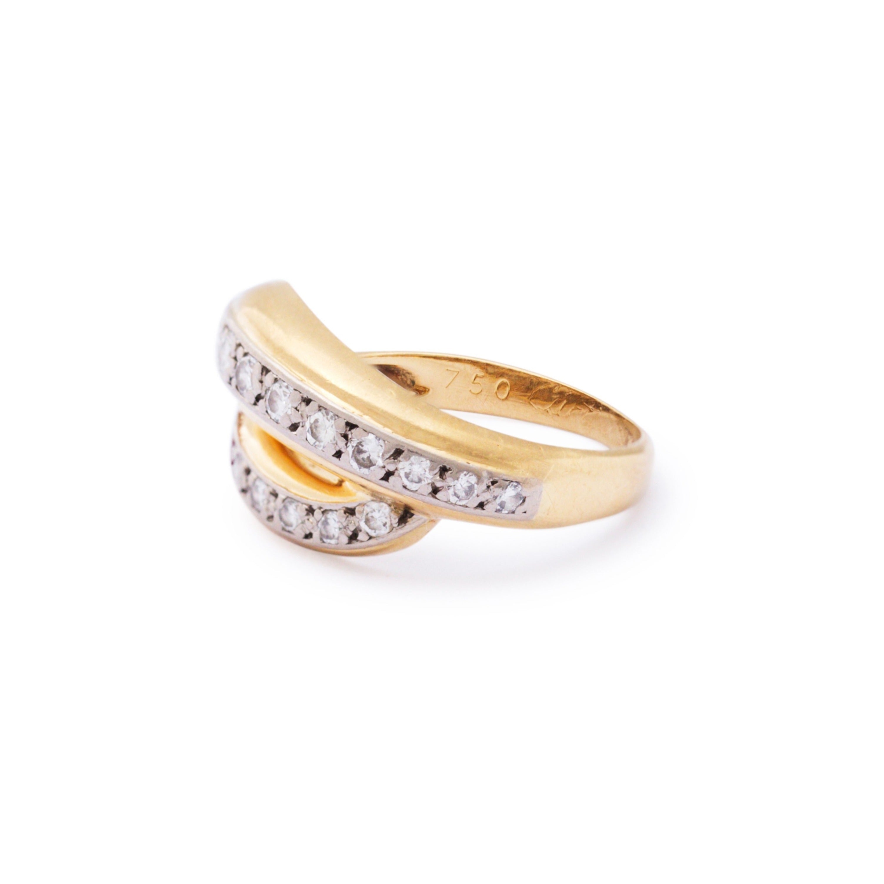 Cartier Diamond and 18k Gold Crossover Ring